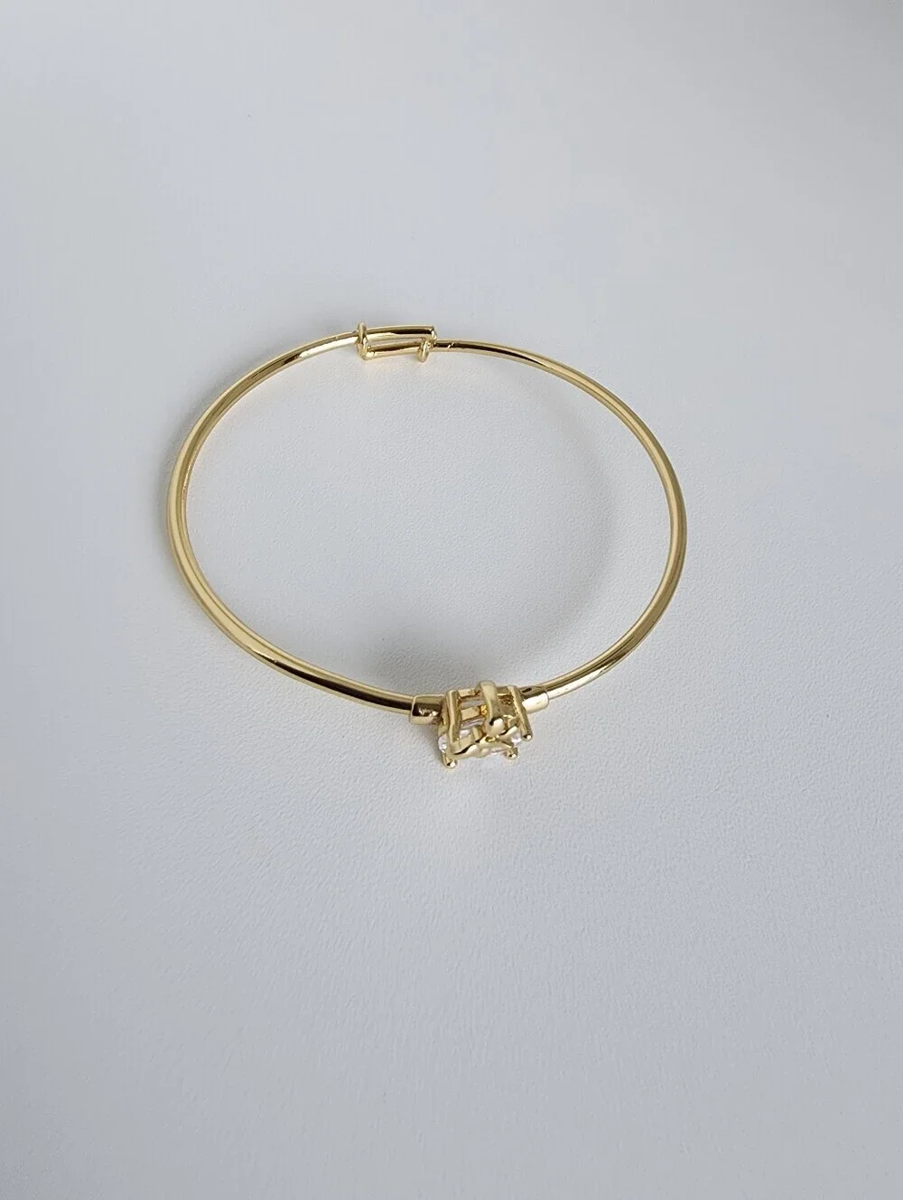 Gold Plated Butterfly CZ Bangle Bracelet Girls Kids 40mm Gift Jewelry